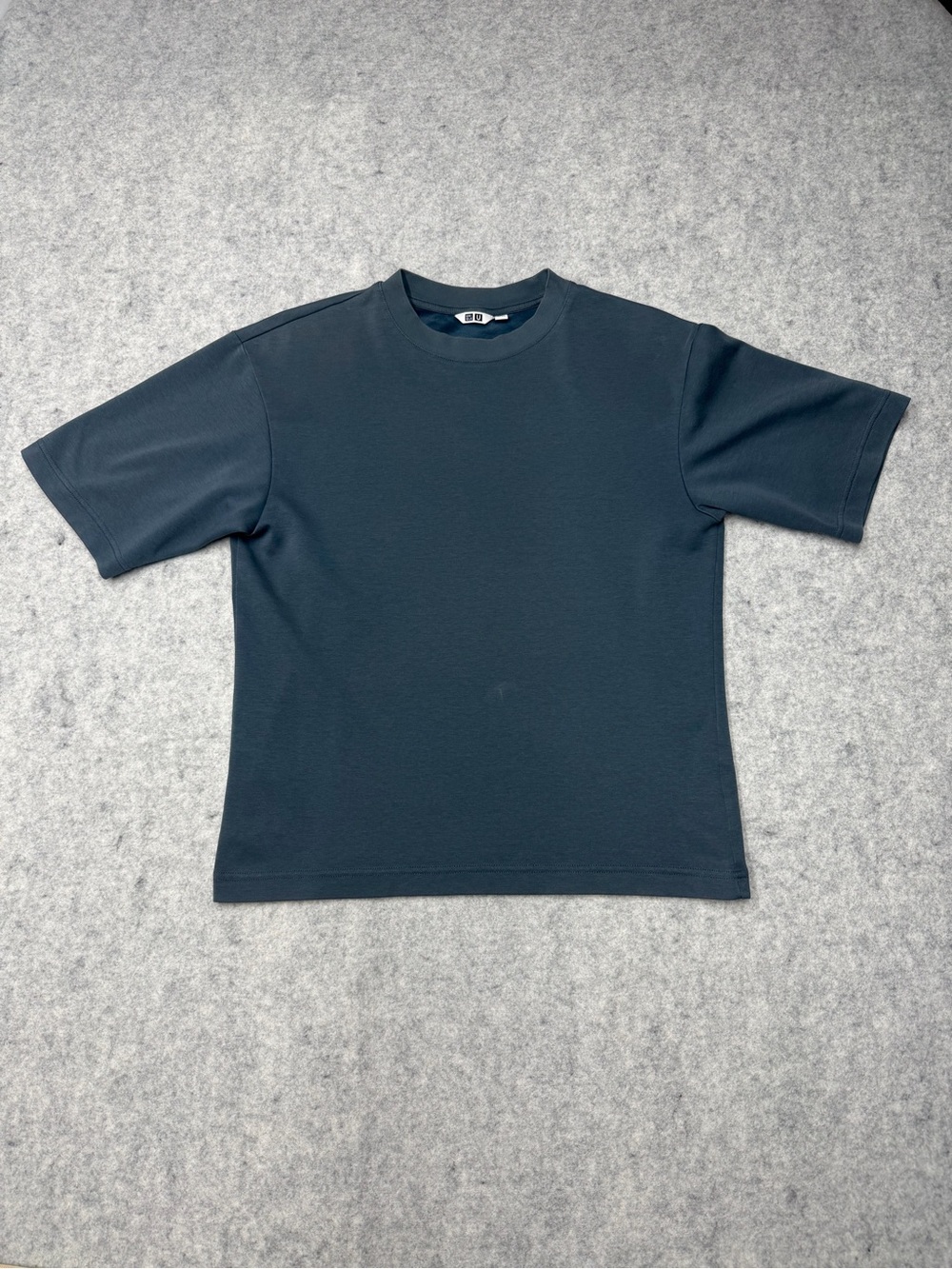 Uniqlo U AIRism Cotton Oversized T-Shirt Dark Blue Grey XS Crew Neck Men/Unisex